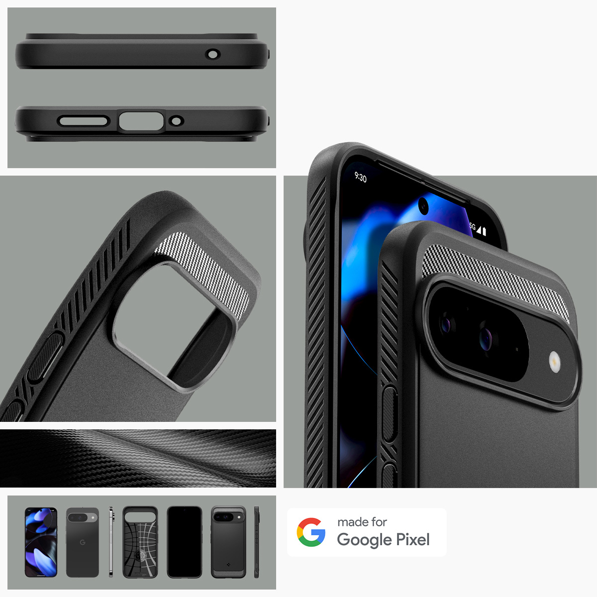 Etui Spigen Rugged Armor do Google Pixel 9 / 9 Pro, czarne
